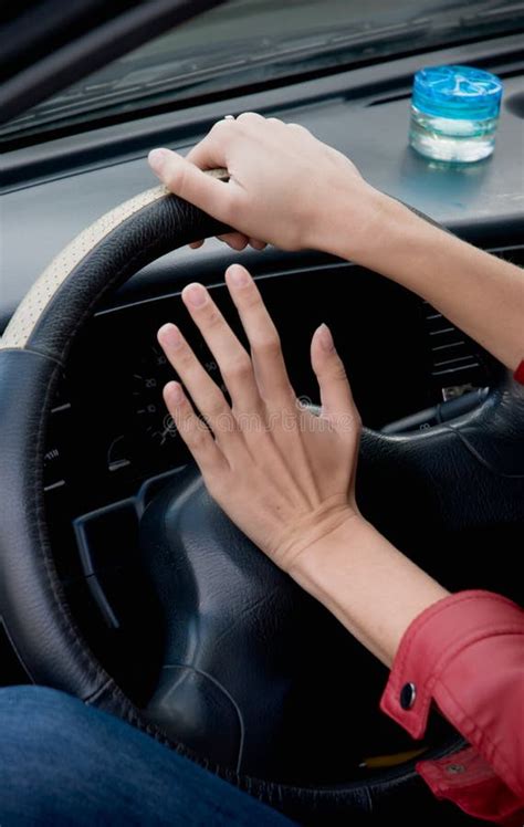 Hands On Steering Wheel Stock Image Image Of Human Closeup 21568757