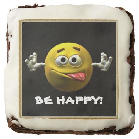 Silly Smiley Face Be Happy Brownie Happy Brownies Custom Party Smiley