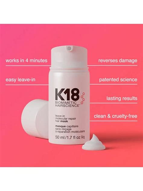 K18 Biomimetic Hairscience K18 Leave In Molecular Repair Hair Mask 50ml Uk