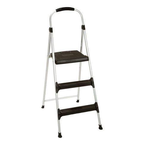 Cosco Signature 3 Step Aluminum Step Stool Ladder With Plastic Steps