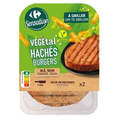 Haché Burgers végétal blé soja CARREFOUR SENSATION la barquette de 2