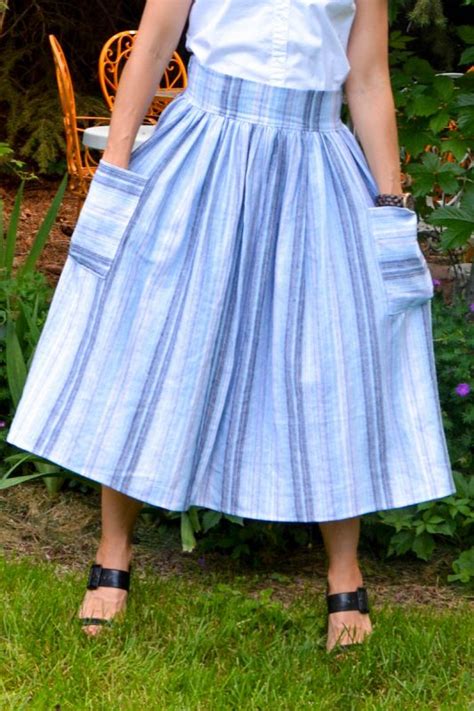 Gathered Midi Skirt With Patchwork Pockets Weallsew