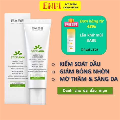 Kem dưỡng ẩm kiềm dầu BABE Stop AKN Mattifying Moisturiser Shopee