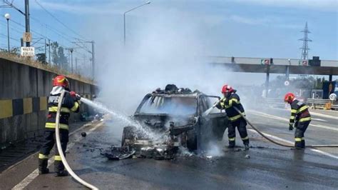 Un Autoturism A Luat Foc La Sta Ia De Taxare Fete Ti Ma Ina A Ars N