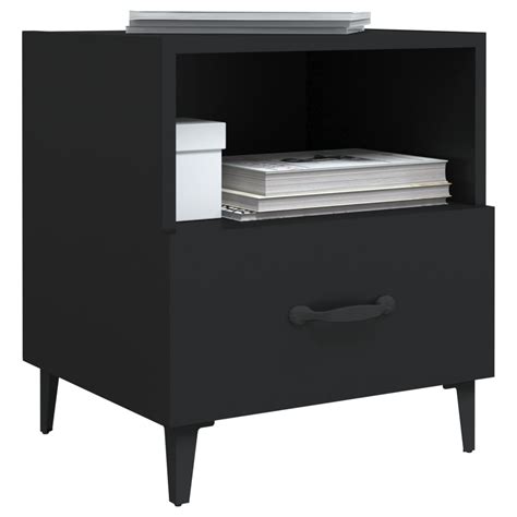 LeDivil Table de chevet Noir Bois d ingénierie HB A4 Cdiscount Maison