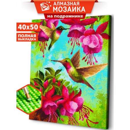 Алмазная мозаика ART and Relax Полет колибри холст на подрамнике 40*50 ...