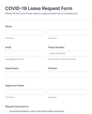 COVID 19 Leave Request Form Template Jotform