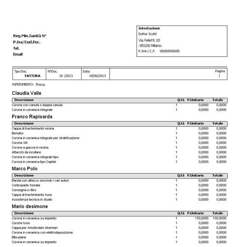 Fac Simile Fattura Odontotecnico Lettera Di Presentazione