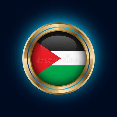 Golden Circle Shaped Illustration Of Flag Palestine Stock Illustration