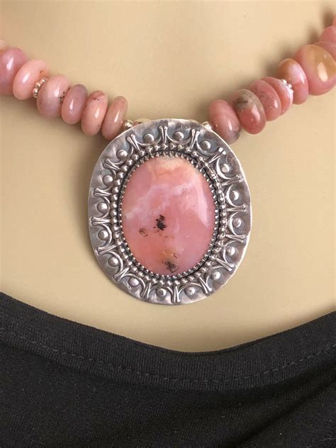 Statement Peruvian Pink Opal Pendant Set In Sterling Silver Etsy Pink Opal Opal Pendants