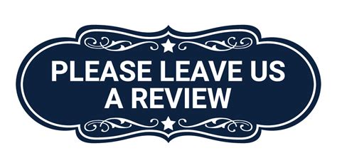 Designer Please Leave Us A Review Sign Navy Blue White Small