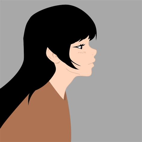 Premium Vector | Vector anime girl. Girl in profile, with long black ...