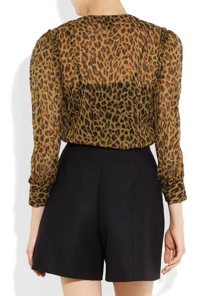 J Crew Leopard Print Silk Chiffon Blouse Net A Porter Com