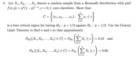 Solved Let X X Xn Denote A Random Sample From A Bernoulli