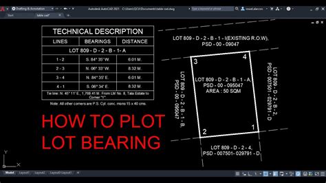 How To Plot Lot Bearings In Autocad Youtube