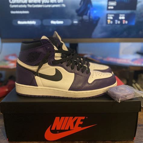 Jordan 1 purple court Still with original box and... - Depop