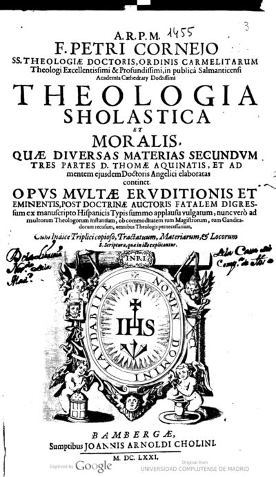 A R P M F Petri Cornejo Theologia S Holastica Et Moralis Quae