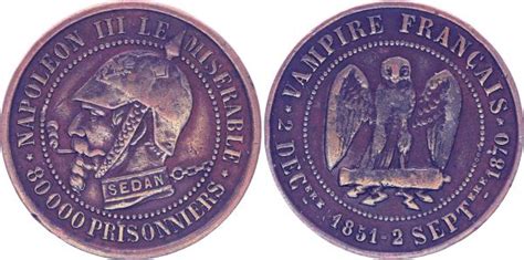 France Monnaie satirique Napoléon III le misérable Sedan 1870 7e ex