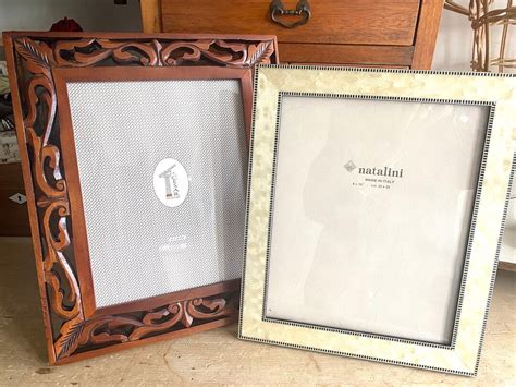 Large Vintage PHOTO FRAME 8 X 10 Carved Wooden Frame Or NATALINI Shell