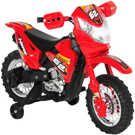 6v Kids Electric Motorcycle W Training Wheels Red Dirt Bikes For