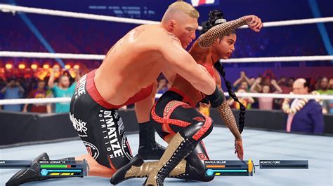 Wwe K Bianca Belair Vs Brock Lesnar Intergender Wrestling Youtube