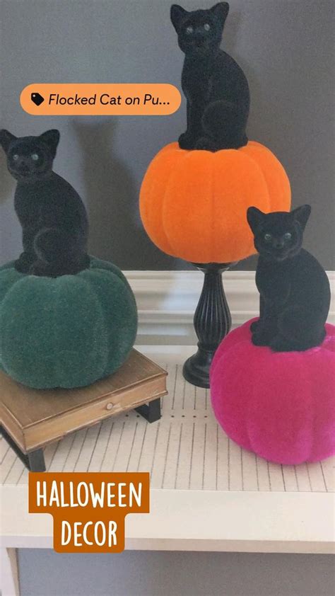 Halloween Pumpkin Decor Velvet Pumpkins Black Cat Decorations