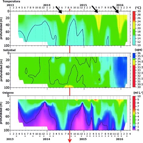 Series De Tiempo De Temperatura Salinidad Y Ox Geno Entre Y