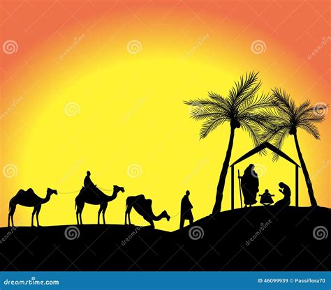 Silhouette Of The Nativity Scene Stock Illustration Image 46099939