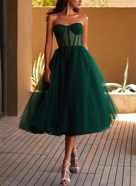 A Line Sweetheart Sleeveless Tea Length Tulle Homecoming Dresses Missacc