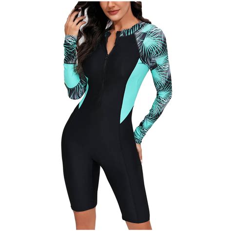 Badhub Womens One Piece Surfing Swimsuit Long Sleeve Rash Guard Sun