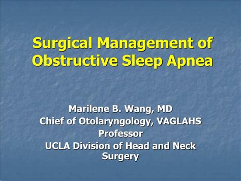 Ppt Surgical Management Of Obstructive Sleep Apnea Powerpoint