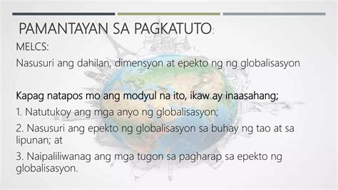 Anyo Ng Globalisasyon At Pagharap Sa Hamon PPT