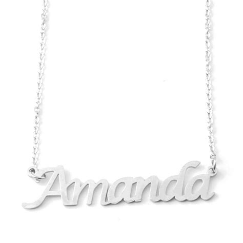 Amanda Silver Tone Name Necklace Personalized Jewellery Etsy