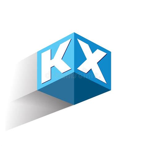 Letter Kx Logo In Hexagon Shape And Blue Background Cube Logo With