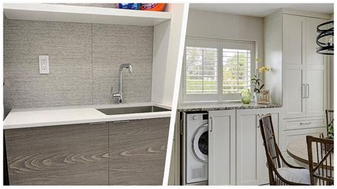 75 Laundry Room With Gray Backsplash And Pink Backsplash Design Ideas