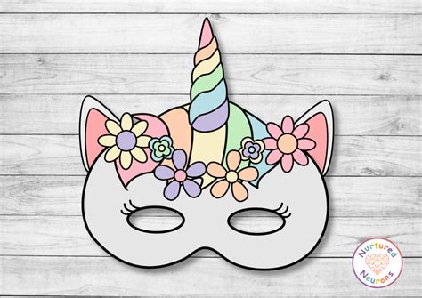 Diy Printable Unicorn Masks Color And Plain Templates Pdf Nurtured