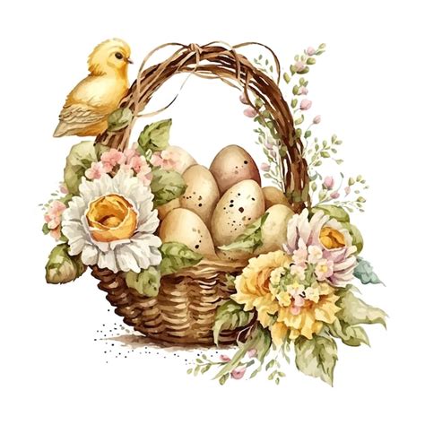 Premium Vector Happy Easter Vector Cute Classic Illustrations Of Easter Eggs In A Basket Of