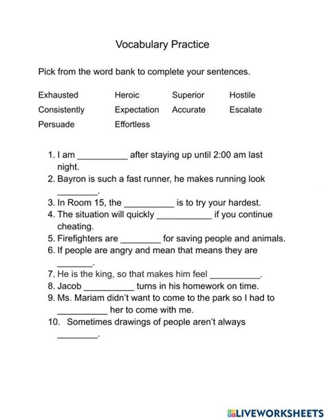 Th Grade Vocabulary Words Worksheet Martin Lindelof