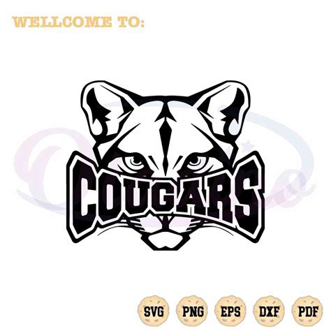 Cougars Mascot Football High School Logo SVG Cutting Files For Silhouette