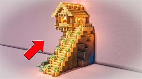 Minecraft tutorial: How to build a staircase mountain house - YouTube