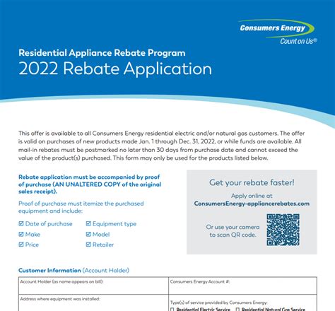 Consumers Energy Rebate Form 2022 Printable Rebate Form