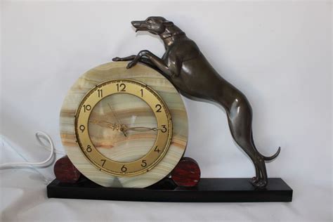 Art Deco Mantle Clock With A Greyhound Catawiki