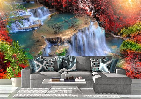 Waterfall Wall Mural Wallpaper Wall Art Peel And Stick Self Etsy