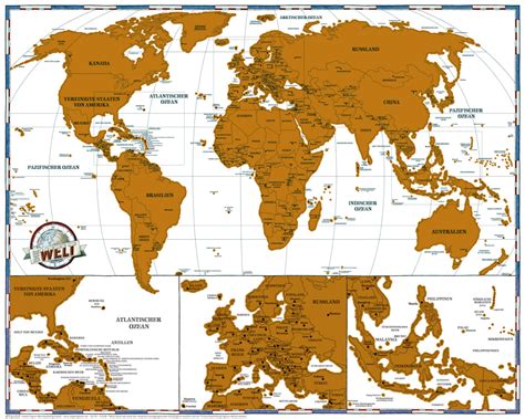 Rubbelkarte Landkarten Rubbelkarte Politische Weltkarte Mini