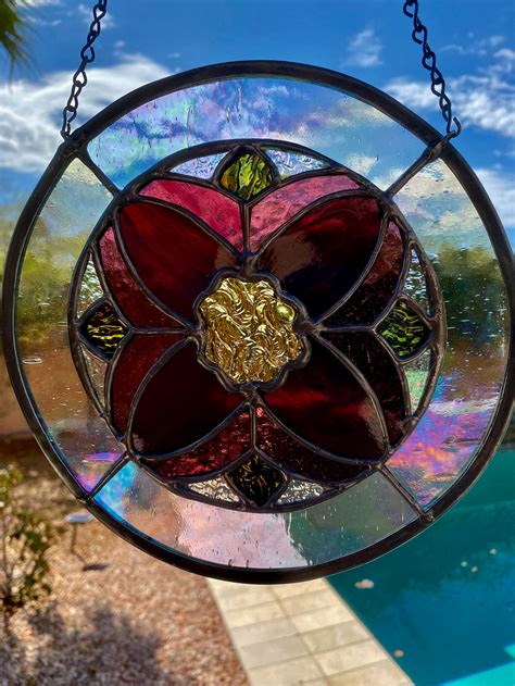 Purple Flower Stained Glass Suncatcher Etsy