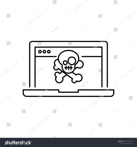 Harmful Website Icon Dangerous Outline Thin Stock Vector (Royalty Free