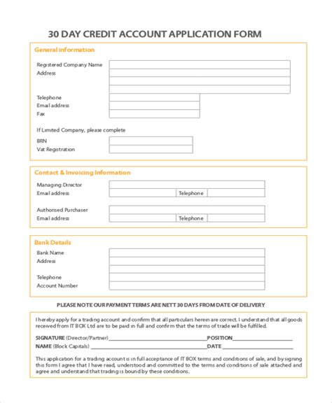 Free 13 Sample Credit Application Forms In Pdf Ms Word Excel