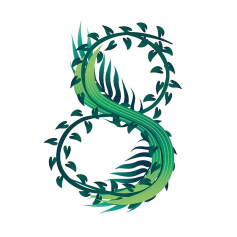 Premium Vector Leaf Number 8 With Different Types Of Green Leaves And