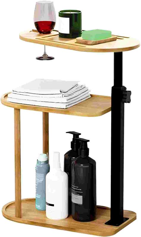 Corrigan Studio Bathtub Side Table Height Adjustable Bamboo Layer