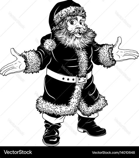 Black and white christmas santa claus Royalty Free Vector